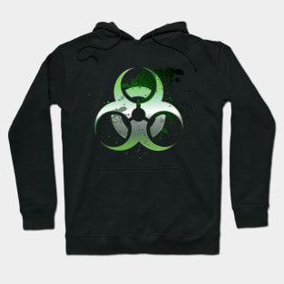 Biohazard symbol on a dark background Hoodie